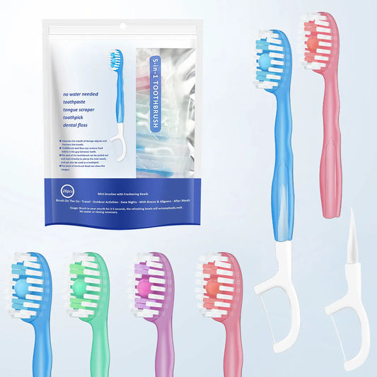 26-Pack Portable Disposable Toothbrushes with Toothpaste - Travel-Friendly, Rinse-Free, Fresh Mouth Solution