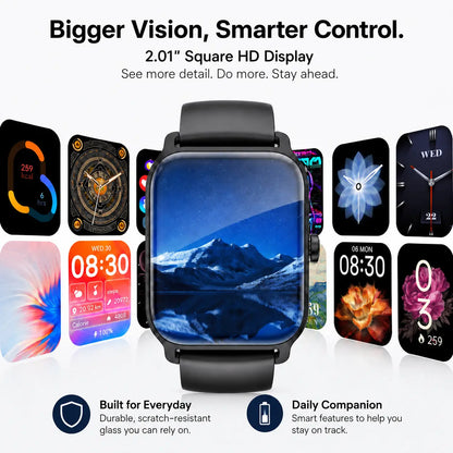Smart Watch for Men and Women, 2.01" Touch Screen Lifestyle Watch with Message Reminder, Step Counter, Alarm, Timer, Music Control, Comfortable Strap, Compatible with Most Ios and Android Smartphones , Back to School Gift