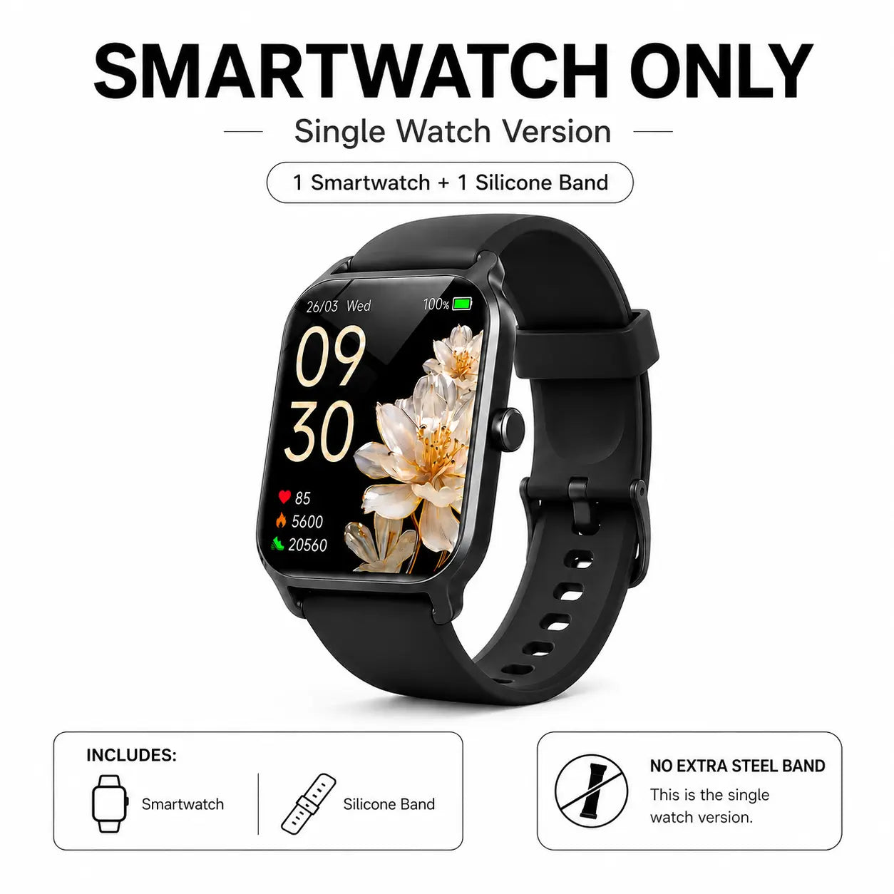 Smart Watch for Men and Women, 2.01" Touch Screen Lifestyle Watch with Message Reminder, Step Counter, Alarm, Timer, Music Control, Comfortable Strap, Compatible with Most Ios and Android Smartphones , Back to School Gift