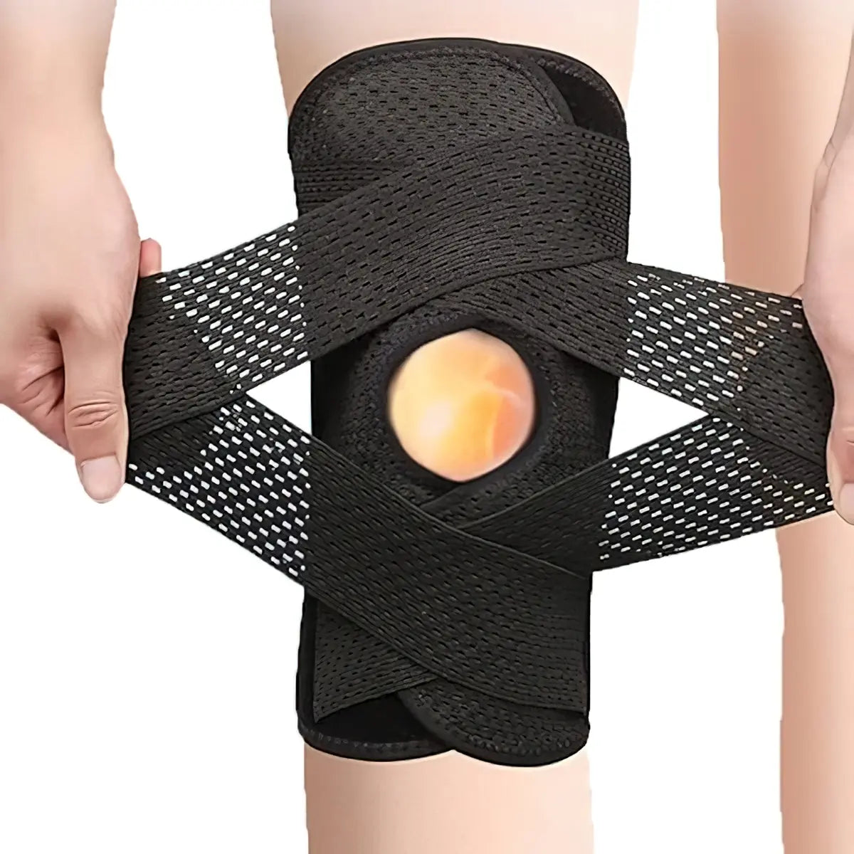 Breathable Open-Patella Knee Brace with Dual Side Stabilizers and Mesh Ventilation - Perfect for Injury Rehab and Multi-Sport Use, Includes 2 Sponge Pads, Essential for Camping
