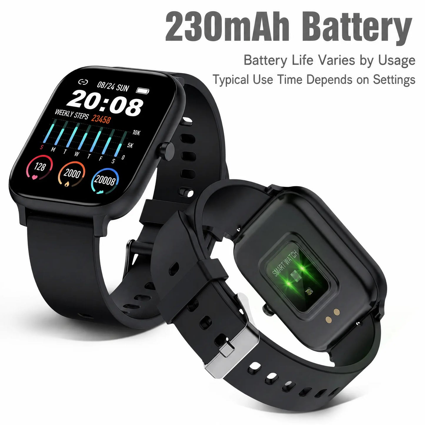 Smart Watch for Men and Women, 2.01" Touch Screen Lifestyle Watch with Message Reminder, Step Counter, Alarm, Timer, Music Control, Comfortable Strap, Compatible with Most Ios and Android Smartphones , Back to School Gift