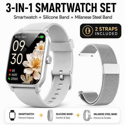 Smart Watch for Men and Women, 2.01" Touch Screen Lifestyle Watch with Message Reminder, Step Counter, Alarm, Timer, Music Control, Comfortable Strap, Compatible with Most Ios and Android Smartphones , Back to School Gift