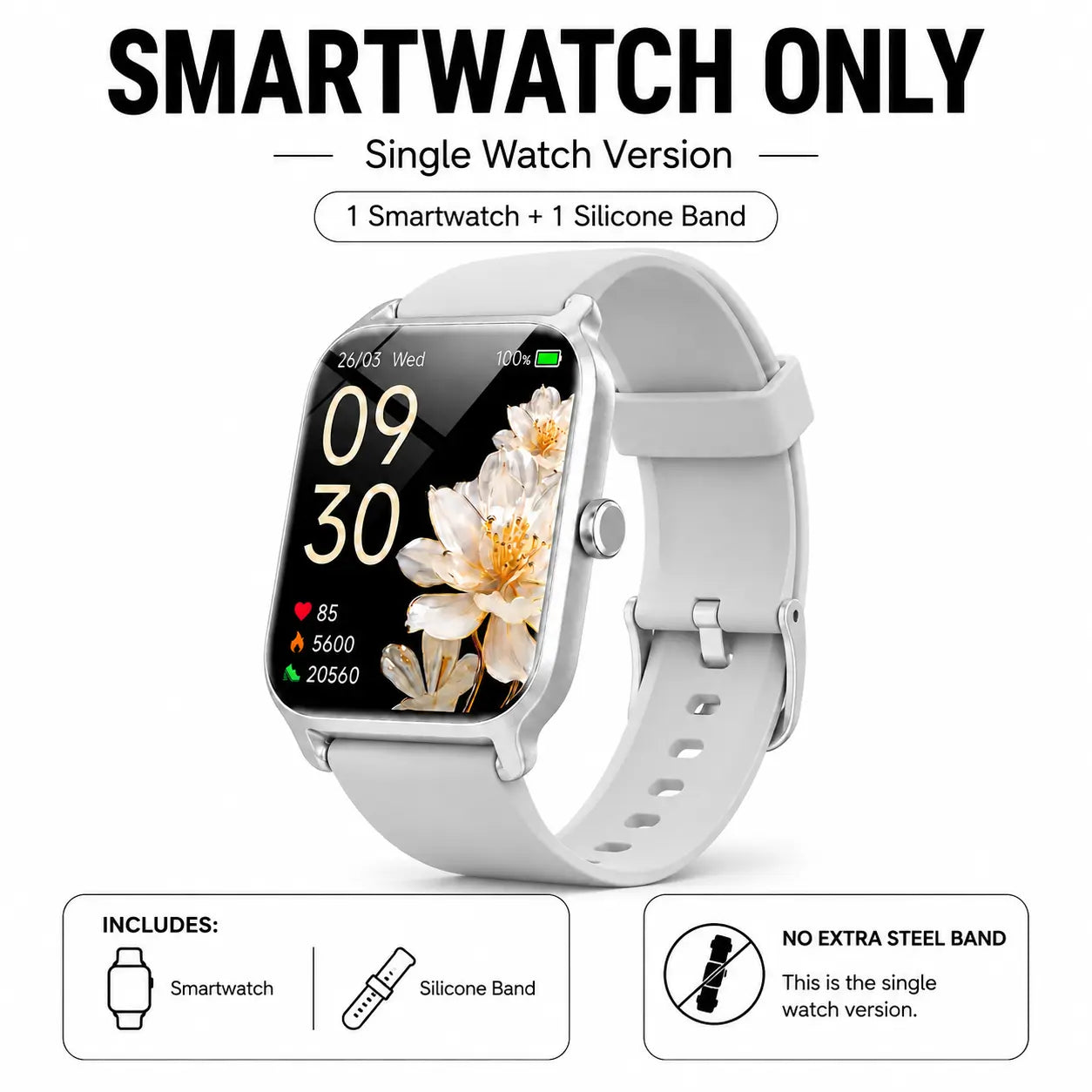 Smart Watch for Men and Women, 2.01" Touch Screen Lifestyle Watch with Message Reminder, Step Counter, Alarm, Timer, Music Control, Comfortable Strap, Compatible with Most Ios and Android Smartphones , Back to School Gift