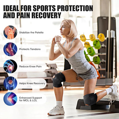 Breathable Open-Patella Knee Brace with Dual Side Stabilizers and Mesh Ventilation - Perfect for Injury Rehab and Multi-Sport Use, Includes 2 Sponge Pads, Essential for Camping
