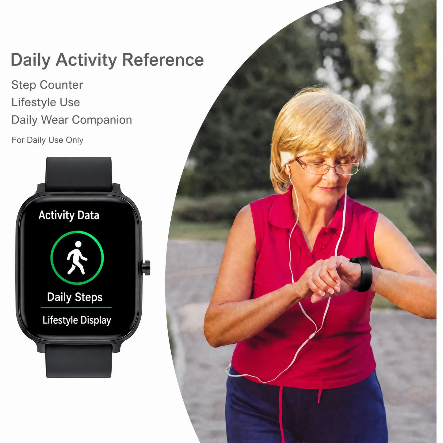 Smart Watch for Men and Women, 2.01" Touch Screen Lifestyle Watch with Message Reminder, Step Counter, Alarm, Timer, Music Control, Comfortable Strap, Compatible with Most Ios and Android Smartphones , Back to School Gift