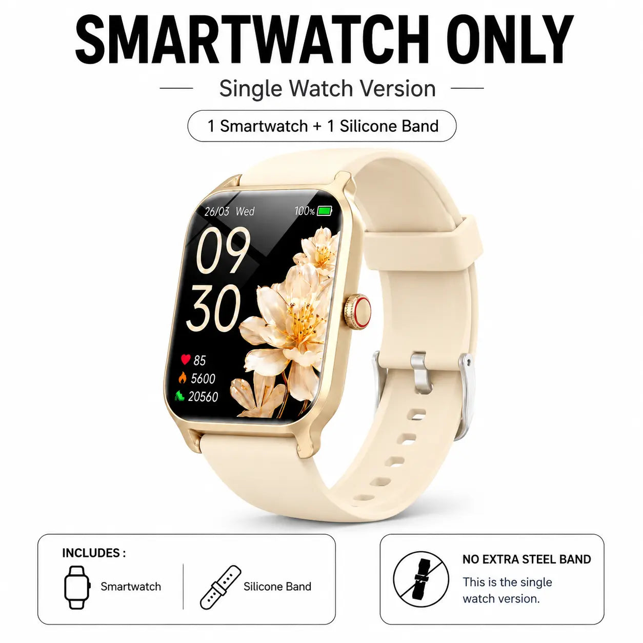 Smart Watch for Men and Women, 2.01" Touch Screen Lifestyle Watch with Message Reminder, Step Counter, Alarm, Timer, Music Control, Comfortable Strap, Compatible with Most Ios and Android Smartphones , Back to School Gift