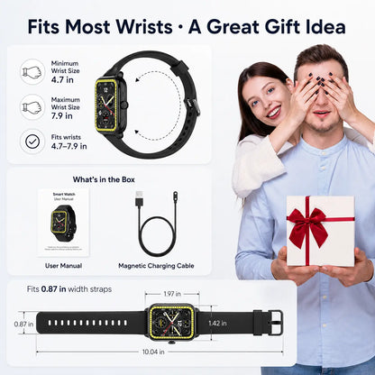 Smart Watch for Men and Women, 2.01" Touch Screen Lifestyle Watch with Message Reminder, Step Counter, Alarm, Timer, Music Control, Comfortable Strap, Compatible with Most Ios and Android Smartphones , Back to School Gift